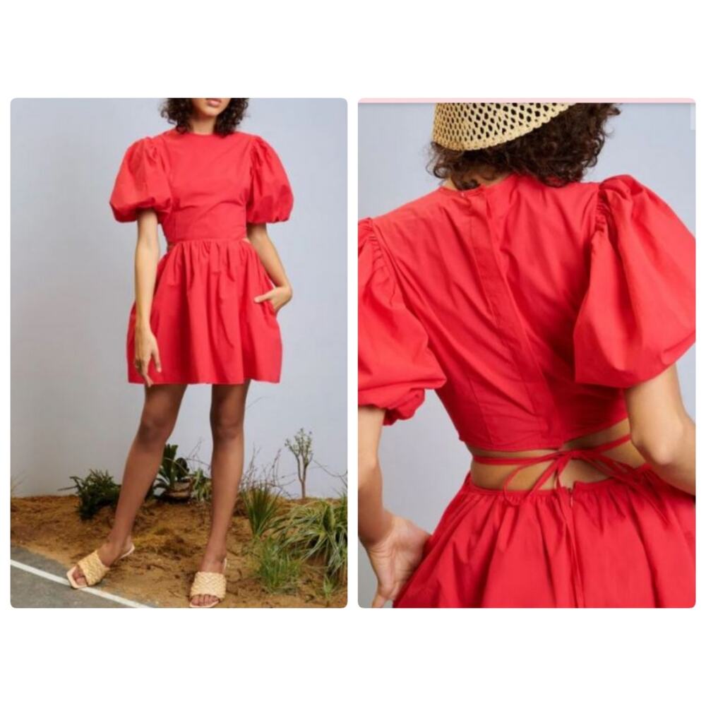 Ghospell Phoenix Mini Dress Puff Sleeves